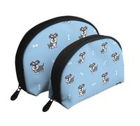 Simpatico cane di modello animale Schnauzer, Borsa per trucco a conchiglia Portamonete da donna Borsa da toilette piccola Borsa per cosmetici 2 pezzi