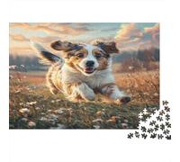 Simpatico Cane Domestico Puzzle Stimolante e per la Mente Aussie che Salta nell'Erba per Adulti e Bambini Età 12 Anni In Su 70x50cm/1000 pezzi