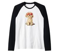 Simpatico cane e divertente cuore occhiali da sole Outfit Maglia con Maniche Raglan