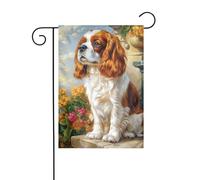 Simpatico cane e fiori bandiera da giardino 30 x 45 cm verticale su entrambi i lati casa colonica vacanze decorazioni esterne bandiera cortile