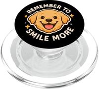 Simpatico cane Golden Retriever con scritta "Remember To Smile More" PopSockets PopGrip per MagSafe