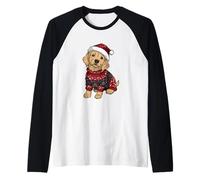 Simpatico Cane Golden Retriever di Natale | Vacanze di Natale Maglia con Maniche Raglan
