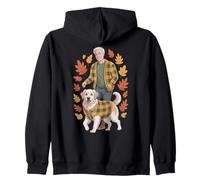 Simpatico Cane Golden Retriever e Senior Man Autunno Stagione Plaid Felpa con Cappuccio