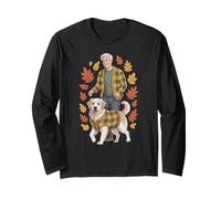 Simpatico Cane Golden Retriever e Senior Man Autunno Stagione Plaid Maglia a Manica