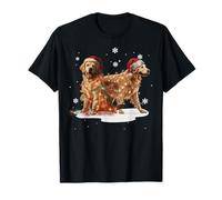 Simpatico Cane Golden Retriever Luci di Natale Vacanze di Natale Maglietta
