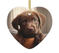 Simpatico cane labrador 1 stampa Natale in ceramica a forma di cuore ornamenti sono una scelta ideale per le decorazioni natalizie.