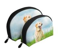 Simpatico cane Labrador stampato, Borsa per trucco a conchiglia Portamonete da donna Borsa da toilette piccola Borsa per cosmetici 2 pezzi