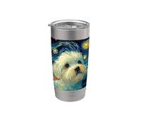 Simpatico cane maltese notte stellata Vincent Van Gogh Pittura Bicchiere termico in acciaio inox doppia parete