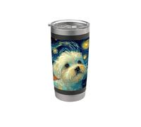 Simpatico cane maltese notte stellata Vincent Van Gogh Pittura Bicchiere termico in acciaio inox doppia parete