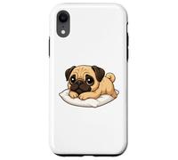 Simpatico cane pigro del fumetto sdraiato sul cuscino Custodia per iPhone XR