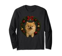 Simpatico Cane Pomerania Natale Ghirlanda Divertente Animale Maglia a Manica