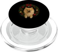 Simpatico cane Pomerania Natale ghirlanda divertente animale PopSockets PopGrip per MagSafe