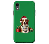 Simpatico cane rosso Border Collie, Natale, cappello di Babbo Natale Custodia per iPhone XR