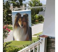 Simpatico cane shetland bandiera 2x3 ft all'aperto interno primavera estate autunno inverno giardino bandiere con occhiello verticale su entrambi i lati bandiere vacanze banner per decorazioni da