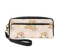 Simpatico cane Shiba Inu, Borsa per il trucco Borsa per cosmetici Borsa da viaggio portatile da toilette Astuccio in pelle per donne e ragazze