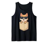 Simpatico Cane Shiba Inu in Tasca con Occhiali da Sole Canotta