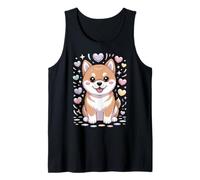Simpatico Cane Shiba Inu Kawaii, Divertente Cucciolo circondato da Cuori Canotta