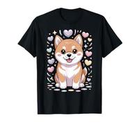 Simpatico Cane Shiba Inu Kawaii, Divertente Cucciolo circondato da Cuori Maglietta