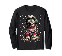 Simpatico Cane Shih Tzu e luci Natalizie Animale Invernale Maglia a Manica