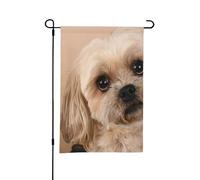 Simpatico cane Shitzu, bandiera estiva da giardino bifacciale da 12x18 pollici per esterni