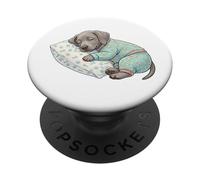 Simpatico cane Weimaraner che dorme in pigiama PopSockets PopGrip Adesivo