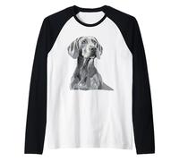 Simpatico Cane Weimaraner | Illustrazione del Fantasma Grigio Dolce Maglia con Maniche Raglan