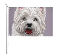 Simpatico cane West Highland Terrier stampato,Bandiera da giardino, bandiera decorativa da cortile, bandiera bifacciale, 2x3 piedi, per esterni e interni