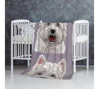 Simpatico cane West Highland Terrier stampato,Coperta morbida, calda, anti-pilling, in flanella, peluche, 76 x 127 cm