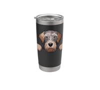 Simpatico cane WPG divertente con grifone che sbircia il cucciolo di Wirehaired Bicchiere termico in acciaio inox doppia parete