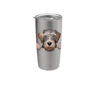 Simpatico cane WPG divertente con grifone che sbircia il cucciolo di Wirehaired Bicchiere termico in acciaio inox doppia parete