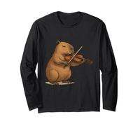 Simpatico Capibara Che Suona Il Violino Maglia a Manica