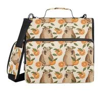 Simpatico capibara con cerniera arancione borsa raccoglitore con maniglia tracolla 3 anelli raccoglitore organizzatore per scuola lavoro ufficio