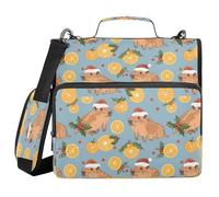 Simpatico Capibara e Mandarino Zipper Raccoglitore Borsa con Maniglia Tracolla 3 Anelli Raccoglitore Organizzatore per Scuola Lavoro Ufficio