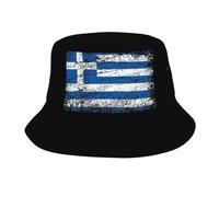 Simpatico cappello a secchiello con bandiera greca per uomo e donna, ideale per l'estate, i viaggi, il sole e la spiaggia. Cappello a secchiello unisex da pescatore greco per attività all'aperto.