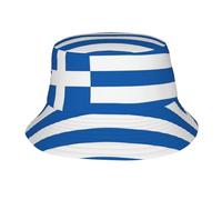 Simpatico cappello a secchiello con bandiera greca per uomo e donna, ideale per l'estate, i viaggi, il sole e la spiaggia. Cappello a secchiello unisex da pescatore greco per attività all'aperto.