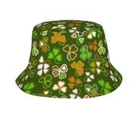 Simpatico cappello a secchiello con trifoglio portafortuna per San Patrizio, ideale per uomo e donna, perfetto per viaggiare, proteggersi dal sole, ideale per la pesca o per attività all'aperto.