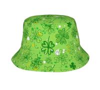 Simpatico cappello a secchiello con trifoglio portafortuna per San Patrizio, ideale per uomo e donna, perfetto per viaggiare, proteggersi dal sole, ideale per la pesca o per attività all'aperto.