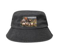 Simpatico cappello da cowboy con animali della fattoria, nero retrò e alla moda, adatto per tutti i tipi di attività all'aperto, Nero , Taglia unica
