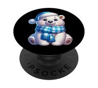 Simpatico cappello da neve invernale con orso polare PopSockets PopGrip Adesivo