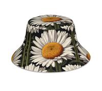 Simpatico cappello da pescatore stampato a doppia faccia con margherita, unisex, cappello da sole per alpinismo, pieghevole, da viaggio, spiaggia, pesca, cappello da sole, nero
