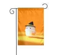 Simpatico cappello da strega fantasma con secchio di Halloween, bandiera da giardino, 30 x 45 cm, verticale, double face, per vacanze in fattoria, decorazioni esterne, bandiera da cortile