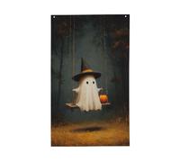 Simpatico cappello da strega fantasma su altalena bandiere per la casa, 3 x 1,5 m, striscione di auguri con occhielli per interni ed esterni, decorazioni per la casa