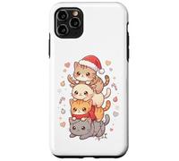 Simpatico cappello di Babbo Natale con gatto Kawaii Holiday Kitty Art Custodia per iPhone 11 Pro Max