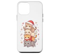 Simpatico cappello di Babbo Natale con gatto Kawaii Holiday Kitty Art Custodia per iPhone 12 mini