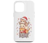 Simpatico cappello di Babbo Natale con gatto Kawaii Holiday Kitty Art Custodia per iPhone 13 Pro Max