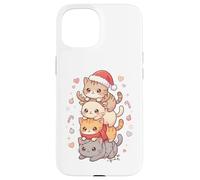 Simpatico cappello di Babbo Natale con gatto Kawaii Holiday Kitty Art Custodia per iPhone 15