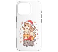 Simpatico cappello di Babbo Natale con gatto Kawaii Holiday Kitty Art Custodia per iPhone 16 Pro