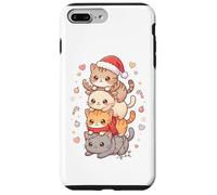 Simpatico cappello di Babbo Natale con gatto Kawaii Holiday Kitty Art Custodia per iPhone 7 Plus/8 Plus