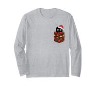 Simpatico Cappello di Babbo Natale Gatto Nero in Tasca Modello Vacanza Maglia a Manica