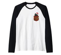 Simpatico Cappello di Babbo Natale Gatto Nero in Tasca Modello Vacanza Maglia con Maniche Raglan